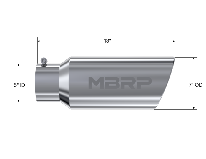 MBRP Exhaust - MBRP Exhaust Tip 7 Inch O.D. Rolled End 5 Inch Inlet 18 Inch Length T304 Stainless Steel T5127