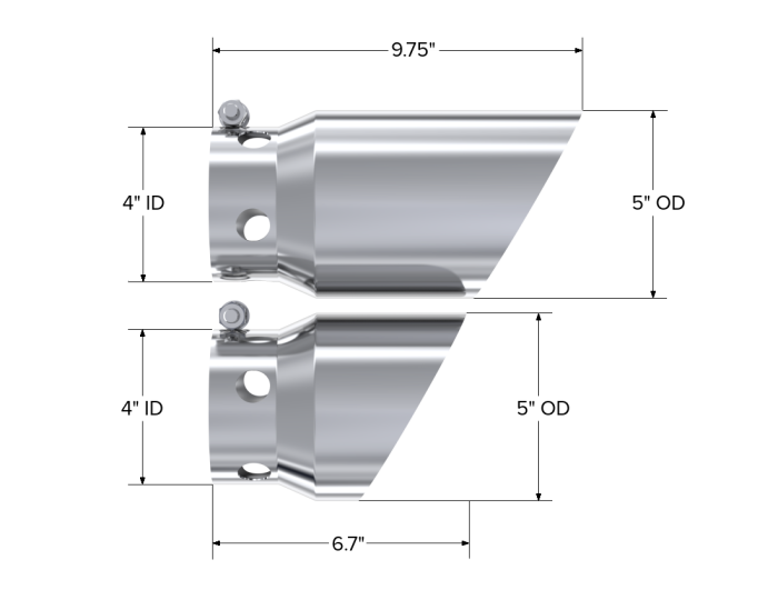 MBRP Exhaust - MBRP 4 Inch Inlet 5 Inch Tip Cover Set-6 3/4 Inch And 9 3/4 Inch Length T304 Stainless Steel T5111