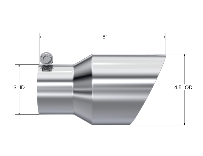 MBRP Exhaust - MBRP Exhaust Tip 4.5 Inch O.D. Dual Wall Angled 3 Inch Inlet 7.7 Inch Length T304 Stainless Steel T5151