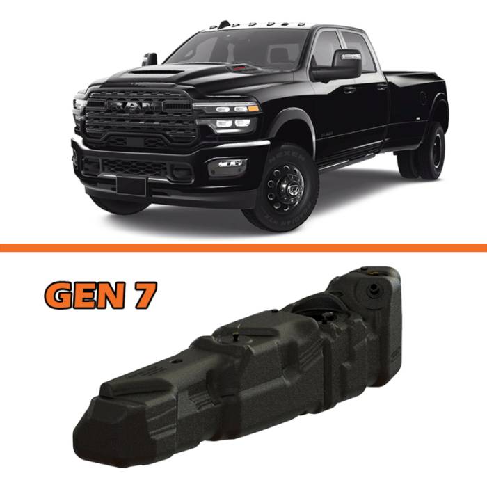 Titan Fuel Tanks - Titan Fuel Tanks 2025-2026 RAM 2500/3500 Cummins Crew Cab Long Bed 55 Gallon XXL Mid-Ship Fuel Tank 7030325