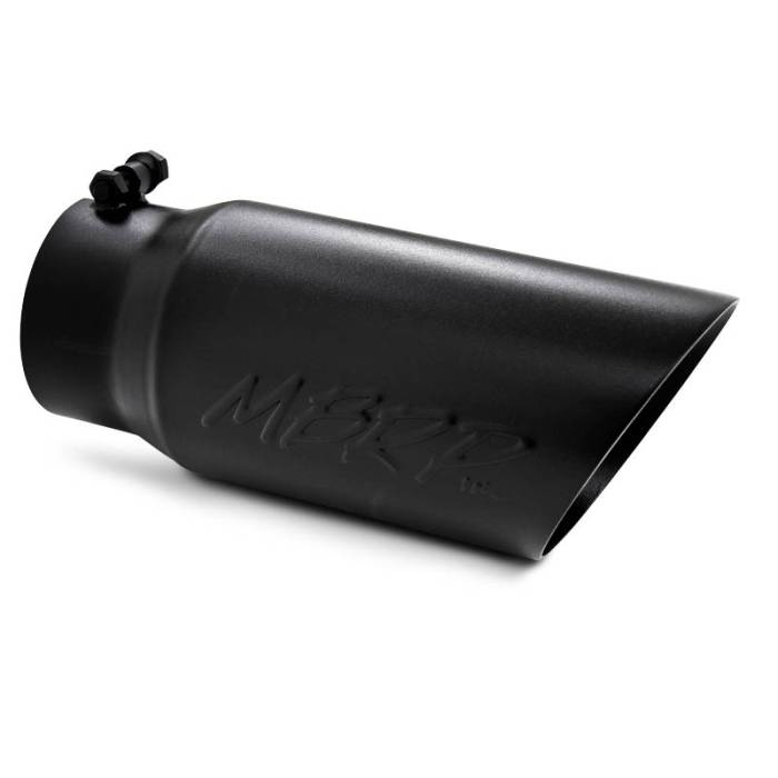 MBRP Exhaust - MBRP (4" Inlet, 5" Outlet, 12" Length) Black Angle Cut Dual Wall Exhaust Tip T5053BLK
