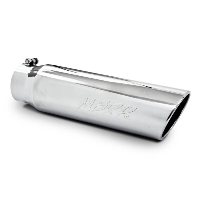 MBRP Exhaust - MBRP (4" Inlet, 5" Outlet, 18" Length) Angle Cut Rolled End Stainless Exhaust Tip T5124