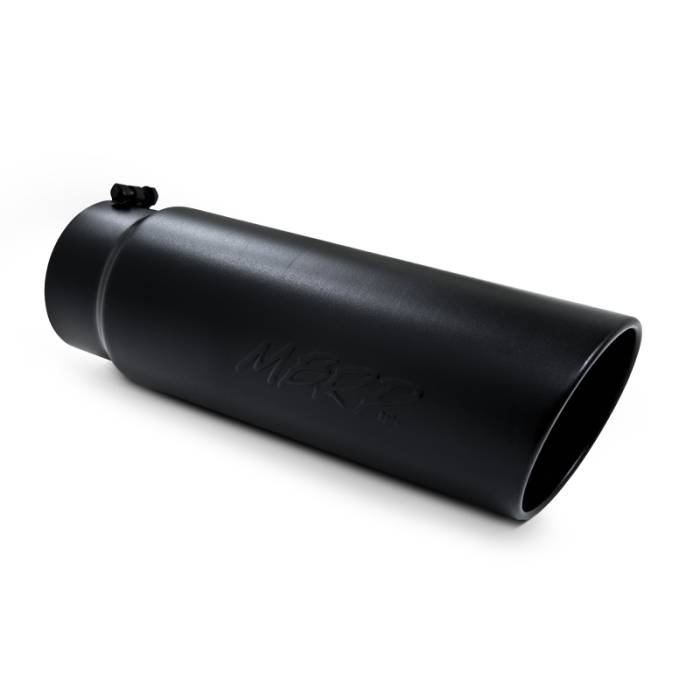 MBRP Exhaust - MBRP (5" Inlet, 6" Outlet, 18" Length) Angle Cut Rolled End Black Exhaust Tip T5125BLK