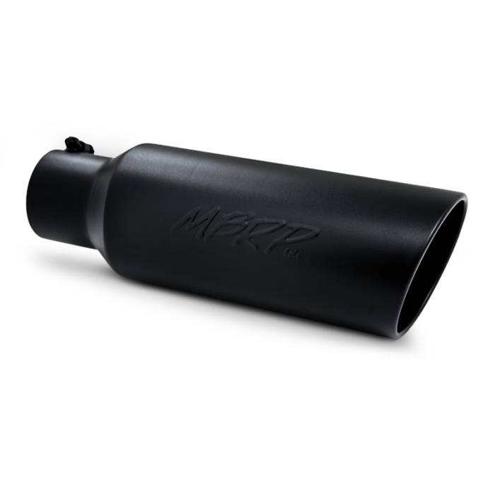 MBRP Exhaust - MBRP (4" Inlet, 6" Outlet, 18" Length) Angle Cut Rolled End Black Exhaust Tip T5130BLK