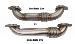 Wehrli Custom Fabrication - 2001-2004 LB7 Duramax 2" Stainless Single Turbo Up Pipe Kit for OEM or WCFab Manifolds w/ Gaskets - Image 2