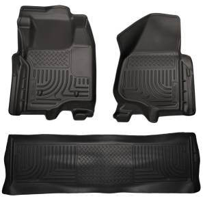 Husky Liners - Husky Liners 11-12 Ford SD Crew Cab WeatherBeater Combo Black Floor Liners (w/o Manual Trans Case) 98711 - Image 1