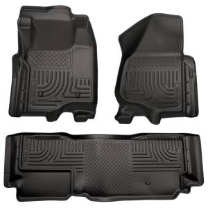 Husky Liners - Husky Liners 11-12 Ford SD Super Cab WeatherBeater Combo Black Floor Liners (w/o Manual Trans Case) 98721 - Image 1