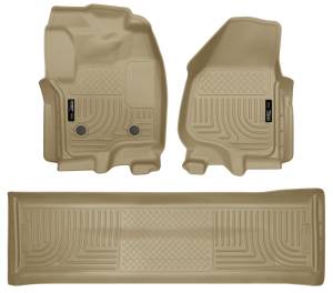 Husky Liners - Husky Liners 2012.5 Ford SD Crew Cab WeatherBeater Combo Tan Floor Liners (w/o Manual Trans Case) 99713 - Image 1