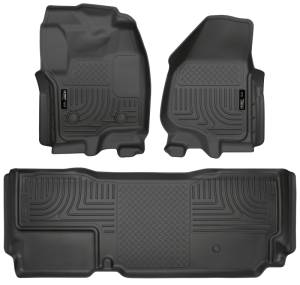Husky Liners - Husky Liners 2012.5 Ford SD Super Cab WeatherBeater Combo Black Floor Liners (w/o Manual Trans Case) 99721 - Image 1