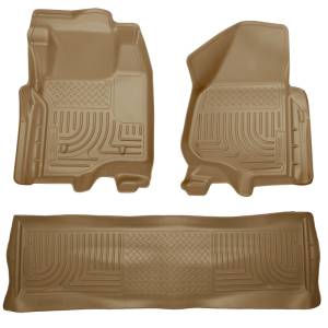 Husky Liners - Husky Liners 11-12 Ford SD Crew Cab WeatherBeater Combo Tan Floor Liners (w/o Manual Trans Case) 98713 - Image 1