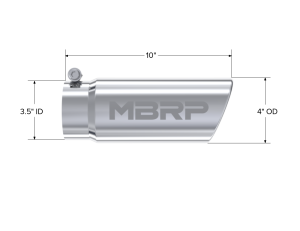 MBRP Exhaust - MBRP T304 Stainless Steel Tip, 4 Inch OD Angled Rolled End, 3.5 Inch Inlet, 10 Inch length T5112 - Image 1