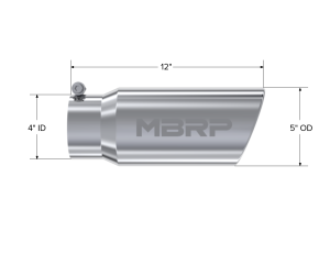 MBRP Exhaust - MBRP Exhaust Tail Pipe Tip 5 Inch O.D. Angled Rolled End 4 Inch Inlet 12 Inch Length T304 Stainless Steel T5051 - Image 2