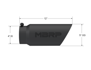 MBRP Exhaust - MBRP Exhaust Tip 5 Inch O.D. Dual Wall Angled 4 Inch Inlet 12 Inch Length-Black Finish T5053BLK - Image 1