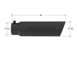 MBRP Exhaust - MBRP Armor BLK Tip 5 Inch OD Angled Rolled End, 4 Inch inlet, 18 Inch length T5124BLK - Image 2