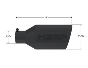 MBRP Exhaust - MBRP Exhaust Tip 8 Inch O.D. Rolled End 4 Inch Inlet 18 Inch Length Black Finish T5128BLK - Image 2