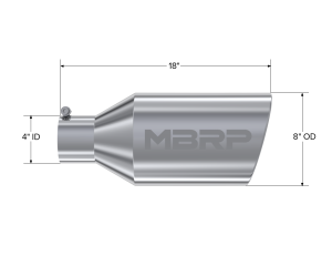 MBRP Exhaust - MBRP Exhaust Tip 8 Inch O.D. Rolled End 4 Inch Inlet 18 Inch Length T304 Stainless Steel T5128 - Image 2