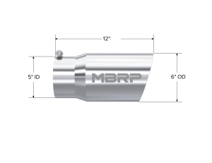 MBRP Exhaust - MBRP Exhaust Tail Pipe Tip 6 Inch O.D. Dual Wall Angled 5 Inch Inlet 12 Inch Length T304 Stainless Steel T5074 - Image 1