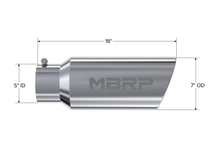 MBRP Exhaust - MBRP Exhaust Tip 7 Inch O.D. Rolled End 5 Inch Inlet 18 Inch Length T304 Stainless Steel T5127 - Image 1