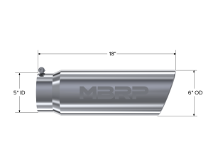 MBRP Exhaust - MBRP Exhaust Tip 6 Inch O.D. Angled Rolled End 5 Inch Inlet 18 Inch Length T304 Stainless Steel T5125 - Image 2