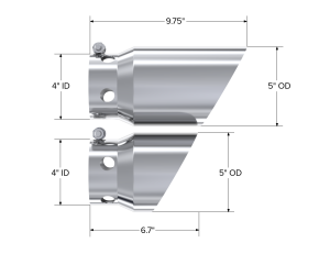 MBRP Exhaust - MBRP 4 Inch Inlet 5 Inch Tip Cover Set-6 3/4 Inch And 9 3/4 Inch Length T304 Stainless Steel T5111 - Image 1