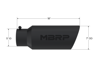 MBRP Exhaust - MBRP Exhaust Tip 7 Inch O.D. Rolled End 5 Inch Inlet 18 Inch Length Black Finish T5127BLK - Image 2