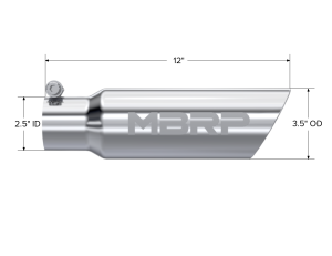 MBRP Exhaust - MBRP Exhaust Tail Pipe Tip 3 1/2 Inch O.D. Dual Wall Angled 2 1/2 Inch Inlet 12 Inch Length T304 Stainless Steel T5106 - Image 2