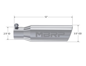MBRP Exhaust - MBRP Exhaust Tip 3 1/2 Inch O.D. Angled Rolled End 2 1/2 Inch Inlet 12 Inch Length T304 Stainless Steel T5113 - Image 2
