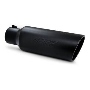 Exhaust - Exhaust Tips - MBRP Exhaust - MBRP (4" Inlet, 6" Outlet, 18" Length) Angle Cut Rolled End Black Exhaust Tip T5130BLK