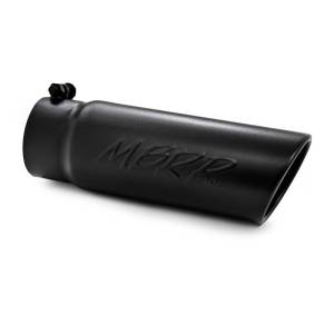 MBRP Exhaust - MBRP (3.5" Inlet, 4" Outlet, 12" Length) Angle Cut Rolled End Black Exhaust Tip T5112BLK - Image 1