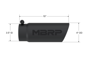 MBRP Exhaust - MBRP (3.5" Inlet, 4" Outlet, 12" Length) Angle Cut Rolled End Black Exhaust Tip T5112BLK - Image 2